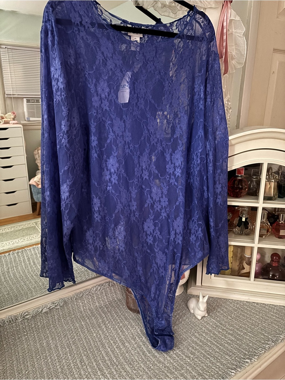 Rue21 Royal Blue Lace Long Sleeve Bodysuit